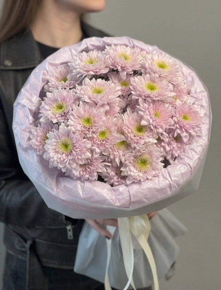 Моно-букет из розовых хризантем